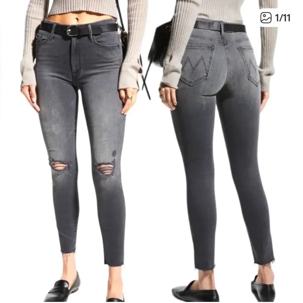 Mother The Looker Ankle Fray Jean Gray Distress Burning Out Lanterns 29